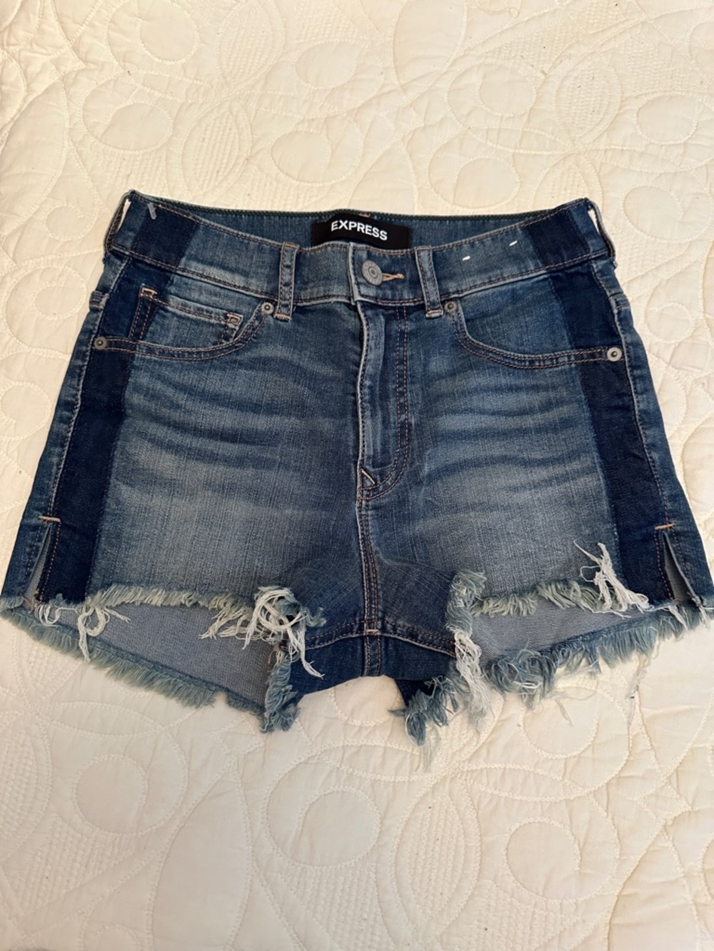 Express Blue Distressed Jean Shorts - Preloved
